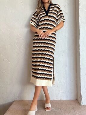 Anthropologie Shona Joy Crochet Knit Polo Dress